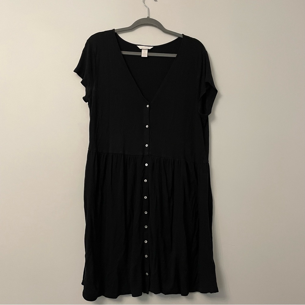 T-Shirt Material Dress Button Down Black Dress